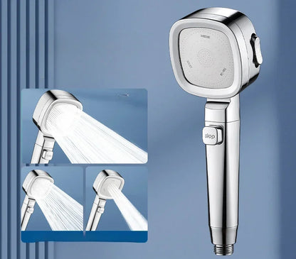 High-Pressure Water-Saving Shower Head with Three Adjustable Modes and One-Key Stop Function for Enhanced Bathroom Experience