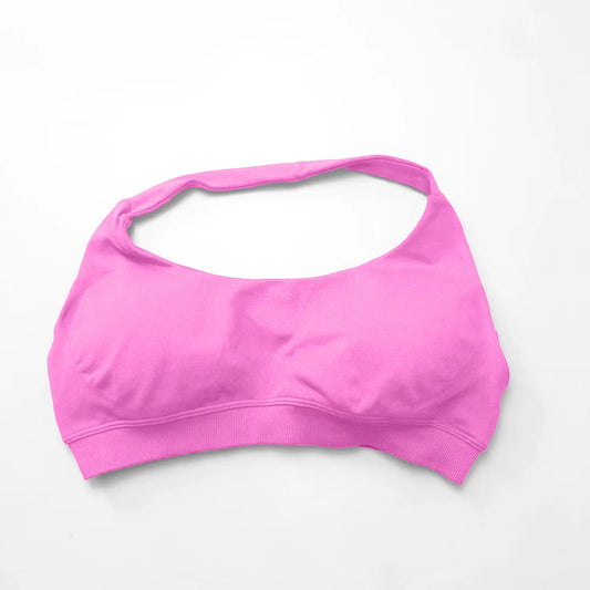 High Support Seamless Halter Sports Bra for Women - Open Back Design for Gym, Yoga, and Fitness Activities