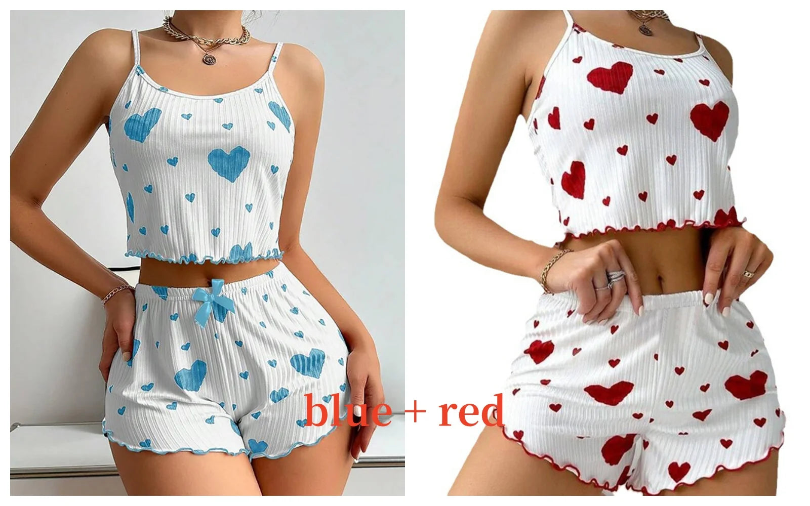 Women's 2-Piece Pajama Set - Soft and Breathable Casual Sleepwear with Love Print in White, Available in S, M, L
