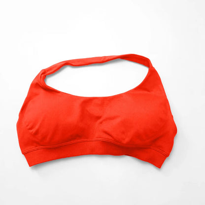 High Support Seamless Halter Sports Bra for Women - Open Back Design for Gym, Yoga, and Fitness Activities
