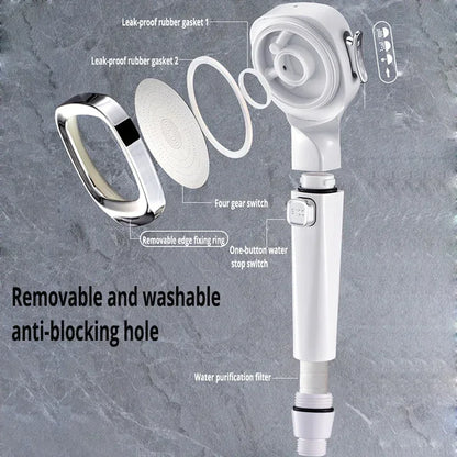 High-Pressure Water-Saving Shower Head with Three Adjustable Modes and One-Key Stop Function for Enhanced Bathroom Experience