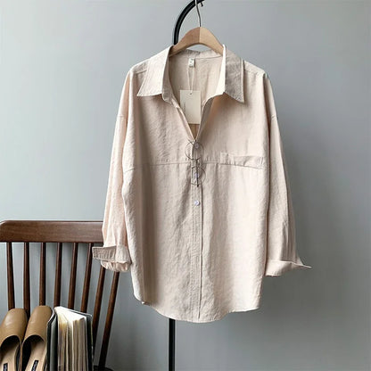 Minimalist Loose-Fit White Blouses for Women with Turn-Down Collar - Spring/Summer 2020 Collection