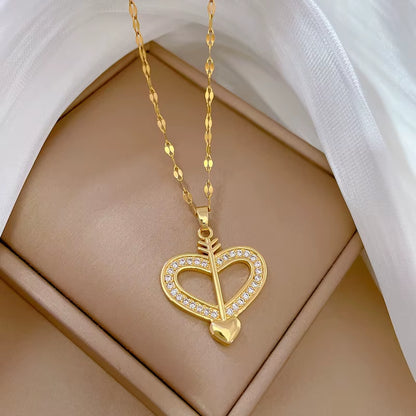 Elegant Gold-Plated Stainless Steel Heart Necklace with Zirconia for Women and Girls - Ideal for Parties, Birthdays, and Everyday Wear