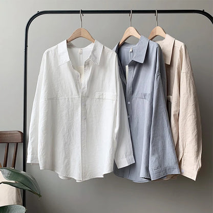 Minimalist Loose-Fit White Blouses for Women with Turn-Down Collar - Spring/Summer 2020 Collection