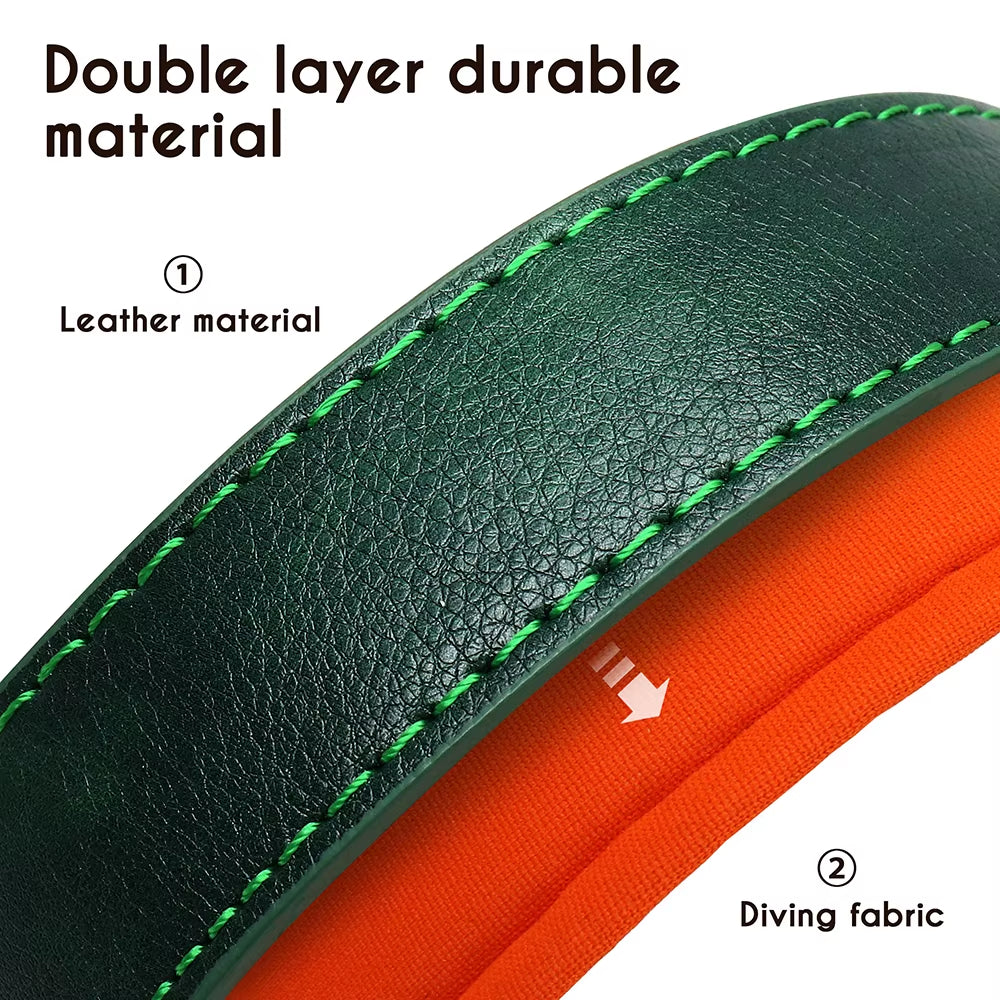Personalized PU Leather Dog Collar with Soft Padding and Free Engraving for Small, Medium, and Large Dogs - Adjustable Fit