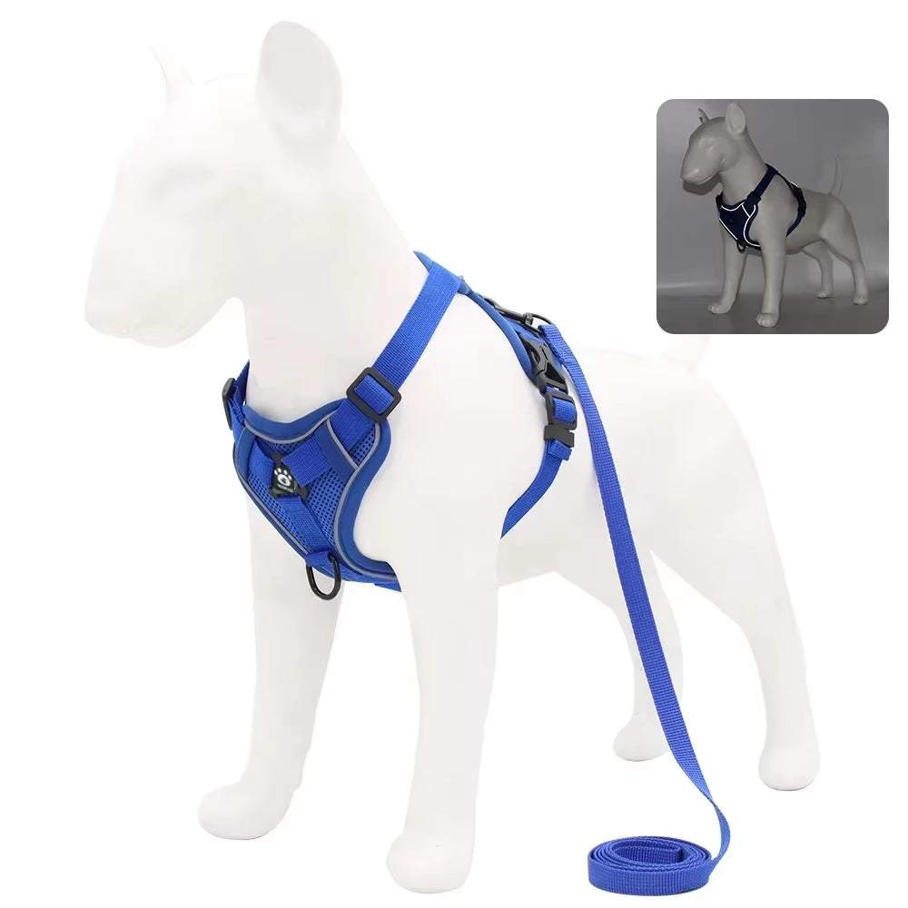 Adjustable No-Pull Dog Harness with 1.5M Traction Leash Set - Reflective, Breathable Vest for Dogs, Puppies, and Cats