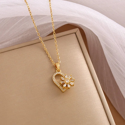 Elegant Gold-Plated Stainless Steel Heart Necklace with Zirconia for Women and Girls - Ideal for Parties, Birthdays, and Everyday Wear