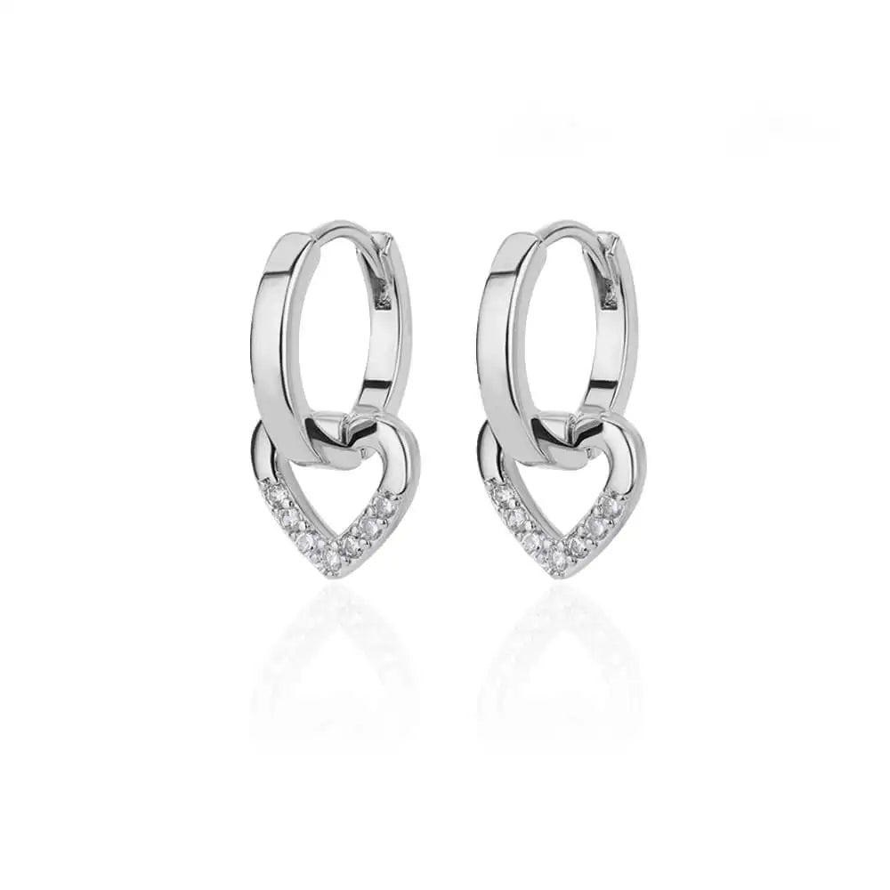 Hollow Zircon Heart Earrings for Women in Gold-Plated Stainless Steel - Elegant Wedding Couple Jewelry Gift with Free Shipping