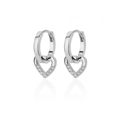 Hollow Zircon Heart Earrings for Women in Gold-Plated Stainless Steel - Elegant Wedding Couple Jewelry Gift with Free Shipping