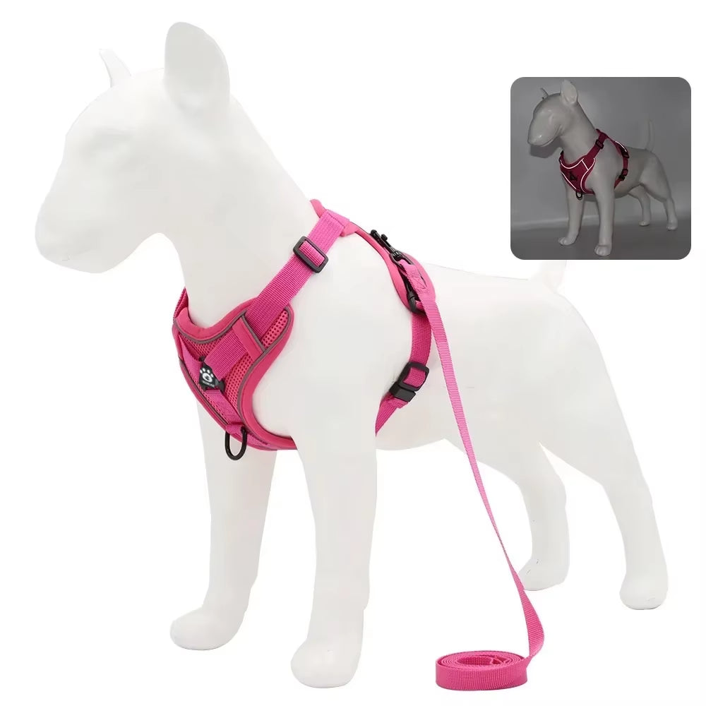 Adjustable No-Pull Dog Harness with 1.5M Traction Leash Set - Reflective, Breathable Vest for Dogs, Puppies, and Cats