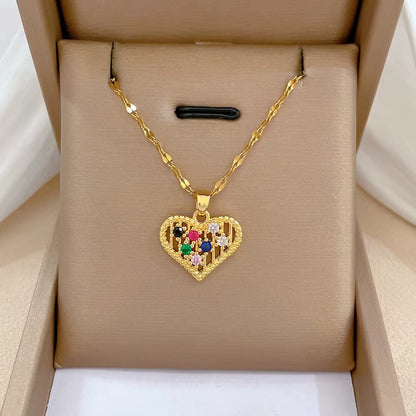 Elegant Gold-Plated Stainless Steel Heart Necklace with Zirconia for Women and Girls - Ideal for Parties, Birthdays, and Everyday Wear