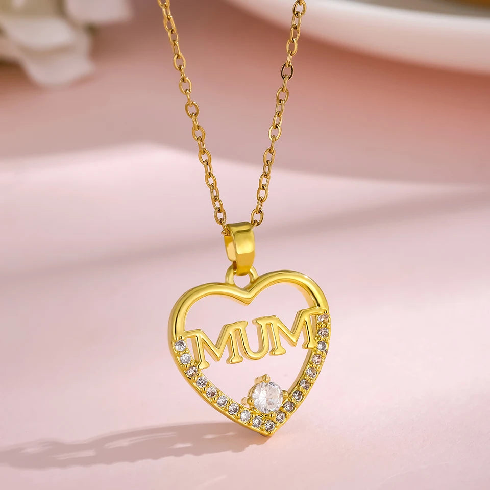 Elegant Gold-Plated Stainless Steel Heart Necklace with Zirconia for Women and Girls - Ideal for Parties, Birthdays, and Everyday Wear
