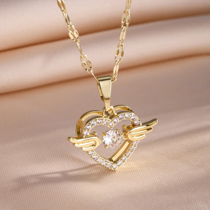 Elegant Gold-Plated Stainless Steel Heart Necklace with Zirconia for Women and Girls - Ideal for Parties, Birthdays, and Everyday Wear