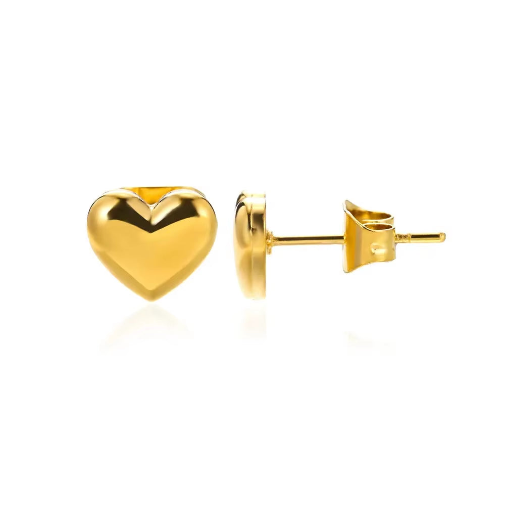 Hollow Zircon Heart Earrings for Women in Gold-Plated Stainless Steel - Elegant Wedding Couple Jewelry Gift with Free Shipping
