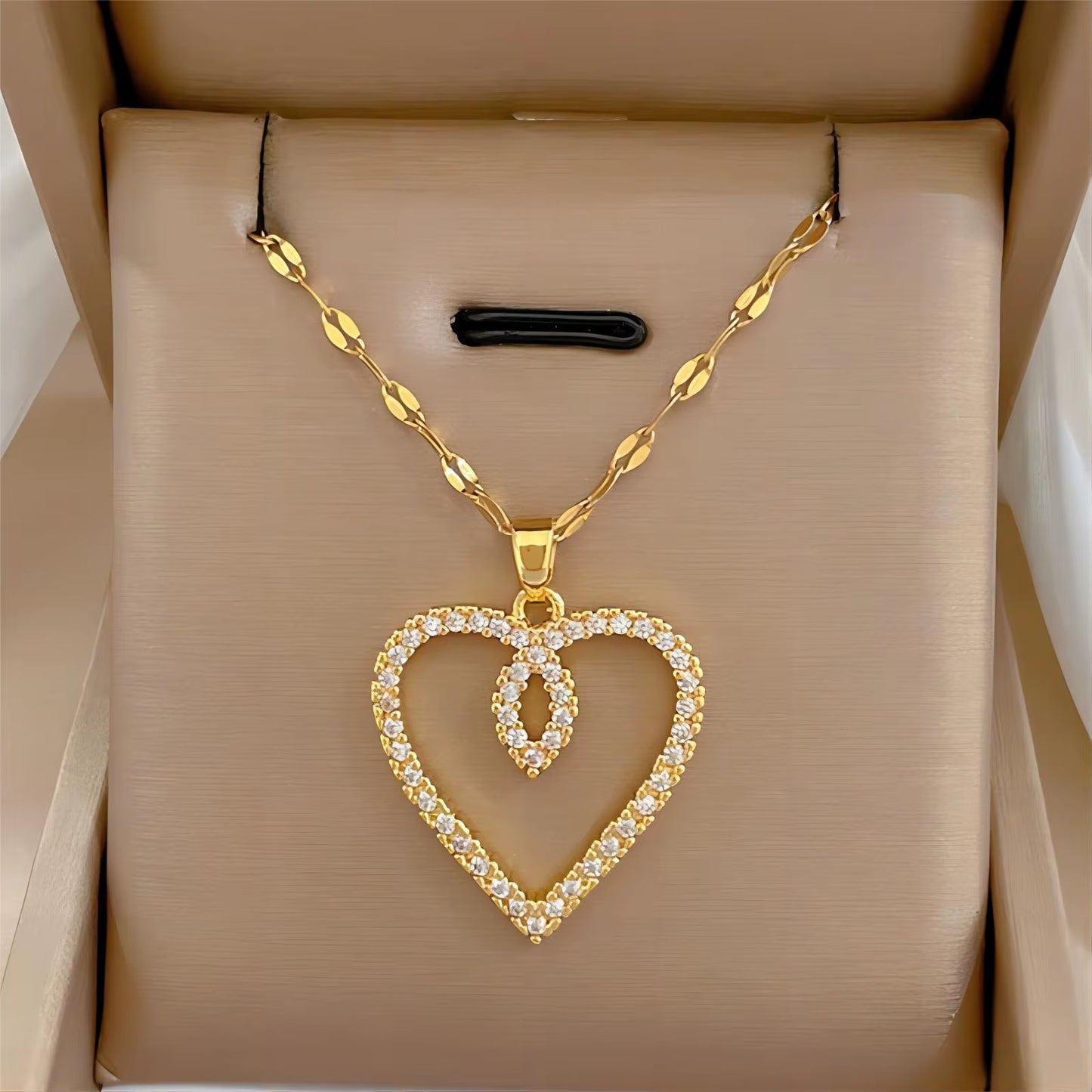 Elegant Gold-Plated Stainless Steel Heart Necklace with Zirconia for Women and Girls - Ideal for Parties, Birthdays, and Everyday Wear