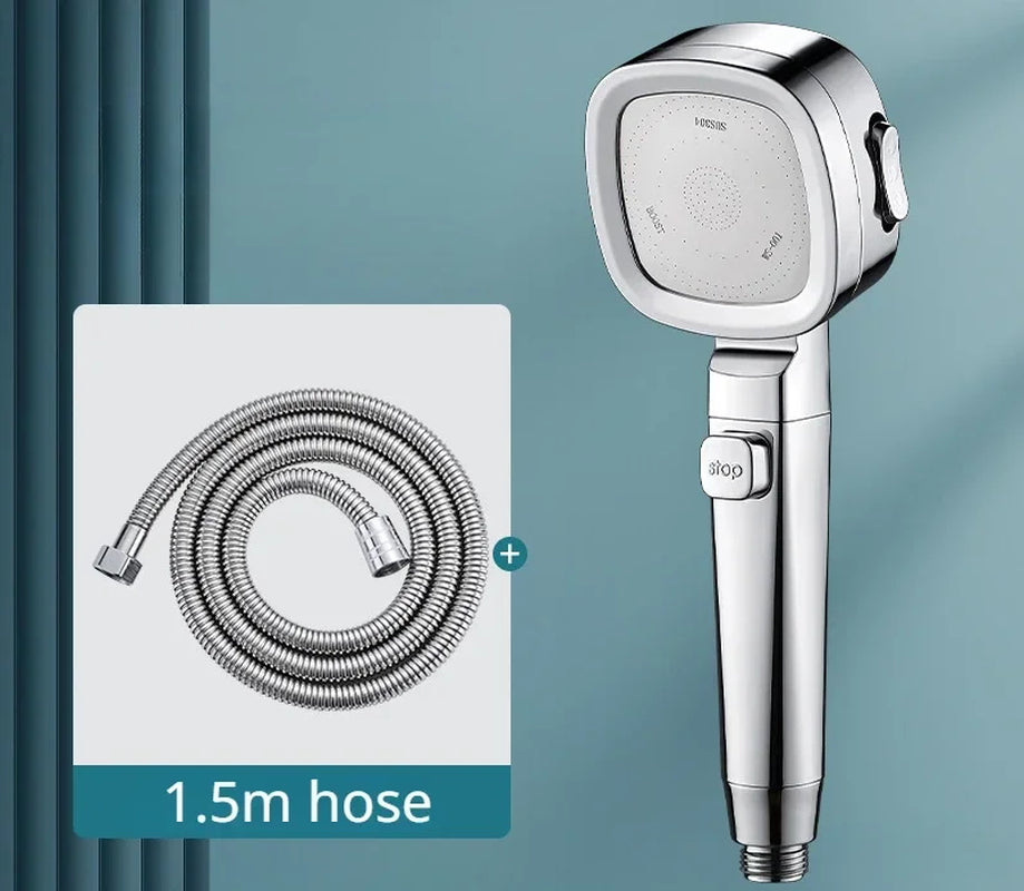 High-Pressure Water-Saving Shower Head with Three Adjustable Modes and One-Key Stop Function for Enhanced Bathroom Experience