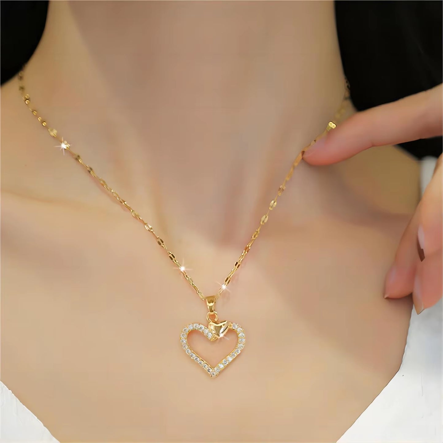 Elegant Gold-Plated Stainless Steel Heart Necklace with Zirconia for Women and Girls - Ideal for Parties, Birthdays, and Everyday Wear