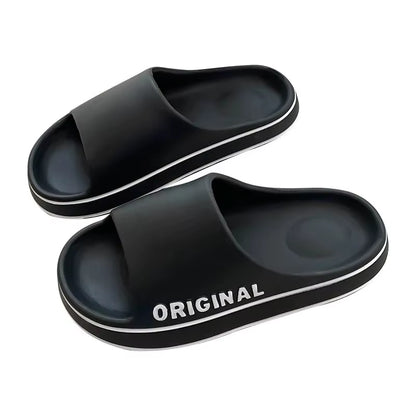 Women’s and Men’s Solid Color Thick Sole Anti-Slip Beach Slides and Indoor Bathroom Sandals