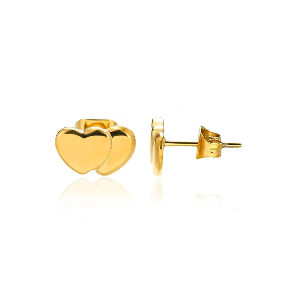 Hollow Zircon Heart Earrings for Women in Gold-Plated Stainless Steel - Elegant Wedding Couple Jewelry Gift with Free Shipping
