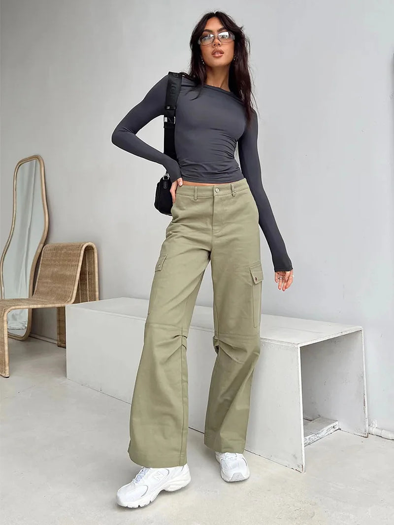 Women's Casual Long Sleeve T-Shirts - Solid Slim Fit Pullover Tees for Spring and Autumn Streetwear