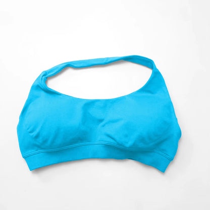 High Support Seamless Halter Sports Bra for Women - Open Back Design for Gym, Yoga, and Fitness Activities