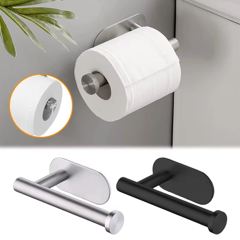 SUS304 Stainless Steel Self-Adhesive Wall-Mounted Toilet Paper Holder for Bathroom and Kitchen